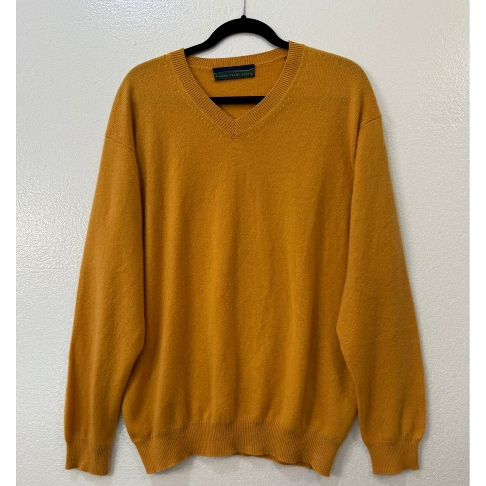 Robert Trent Jones Gold 100% Mongolian Cashmere V Neck Golf Casual Sweater Large